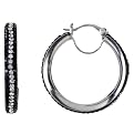 Sterling Silver Crystal Hoop Earring - Black