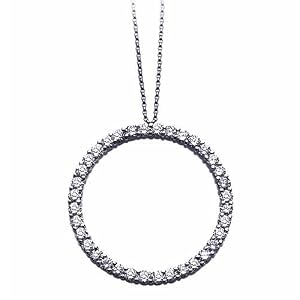 Circle of Diamond Slide Pendant Necklace