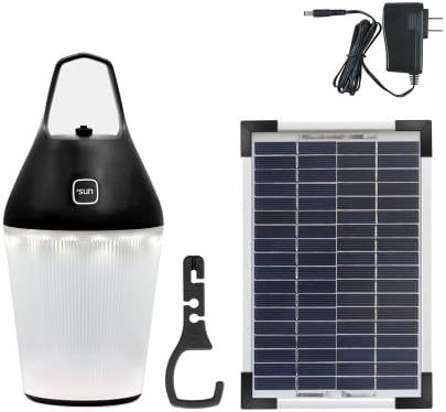 The O'sun Nomad Hybrid Solar LED Lantern with Plug-in Charger, Solar Panel, and Hanger (Black)