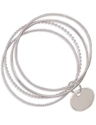 CleverSilvers 4 Bangle Bracelets With An Oval Engravable Tag