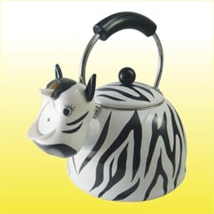 Unique Novelty Wild Animals Themed Zebra Design Whistling Enamel Coated Tea Kettle