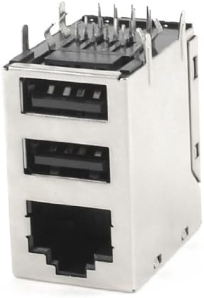 Silver Tone Shell RJ45 + Dual USB 2.0 Ports Connector for Computer