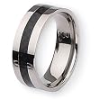 Black Carbon Fiber Flat Polished Titanium Ring (8.0 mm) - Sizes 6-13