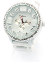 Large White Hip Hop Iced Out Watch Silicone Bullet Band New Design Rhinestone Edge