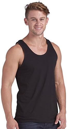 Men's Women's Basic Tank Top 100% Combed Cotton Premium (XL, Black)