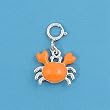 Sterling Silver Pendant - Crab With Clasp - For Adding On To Bracelet - 11mm Height