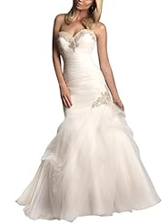 Mermaid Beaded Peplum Sweetheart Tulle  Dress with a Brush/Sweep Train 