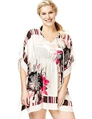 Plus Floral Striped Cover-Up Kaftan