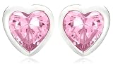Image of Jo for Girls Silver Pink 4mm Cubic Zirconia Heart Stud Earrings