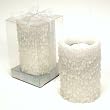 Celebration Sparkling White Pillar Candle Holder with Wax Tealight & BONUS Battery Operated Tealight