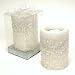 Glitter Icicle Pillar Tealight Candle Holder - Wax Tealight Included / Gift Boxed Set