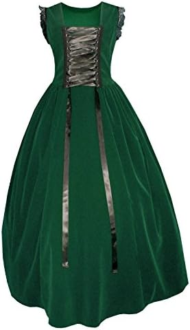 Victorian Valentine Steampunk Gothic Renaissance Civil War Dress (XL, Green)