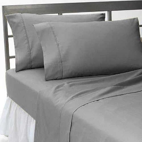 500 TC Long Staple Yarn 100% Egyptian Cotton 4 Piece Sheet Set 10" Deep Pocket Fitted Sheet for RV's bunk's Traveller's Olympic Queen (66"X80") Lt. Grey Solid