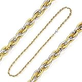 316L Stainless Steel Tri-Link Two Tone IP Gold Chain
