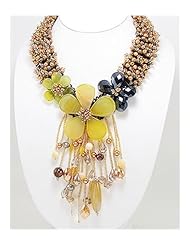 Yellow Flower Agate Necklace In Zinc