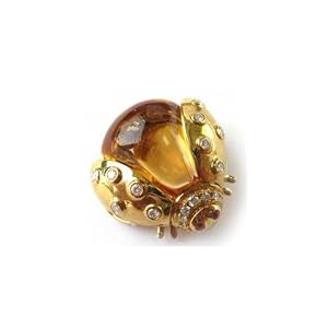 Animal Collection Citrine, Ruby and Diamond Lady-Bug Pin by