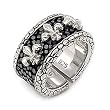 Hematite Stingray Fleur De Lis Leather Ring Women's Sizes