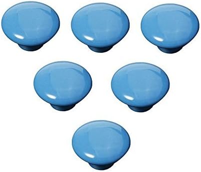 FatColo(TM) Kitchen Handles Pull Drawer Knobs Ceramic Door Cabinets Cupboard Hardware w/Screws (Button shape, Blue,Pack of 6) by FatCol
