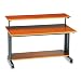 Safco Space Saving Adjustable Workstation - Rectangle - 40" - Steel, PVC, Wood - Cherry, Black Frame