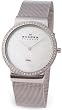 Skagen Women's Shiny Silver with Crystals 644LSS Silver Stainless-Steel Quartz Watch with Mother-Of-Pearl Dial