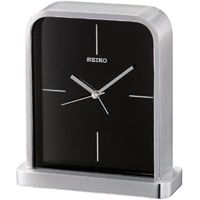 Seiko Desk And Table Alarm Clock Silver-Tone Metal Case Black Dial #QHE063SLH by Seiko