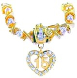 Quince Anos Diamonds and Kisses Bracelet 14K GEP