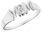 MOM Ring with Diamond in 10K White Gold