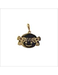 14k Yellow Gold, Girl Pendant Charm 17mm Wide