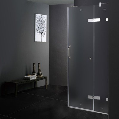 36 x 48 Frameless Solid Brass Shower Enclosure Finish: Brushed Nickel, Glass Type / Door Configuration: Frosted / Left Hinged Door
