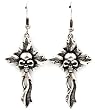 Gothic Rockabilly Biker Lady Cross with Skull Earrings