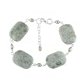 Sterling Silver Genuine Fossil Stone Bracelet