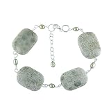 Sterling Silver Genuine Fossil Stone Bracelet