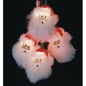 Set of 10 Commercial Grade Jolly Santa Face Christmas Lights Green Wire #726125
