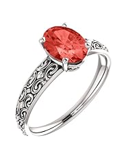 Platinum 8.00x6.00mm Oval Cut Chatham Created Padparadscha Sapphire Ring -- LIFETIME WARRANTY