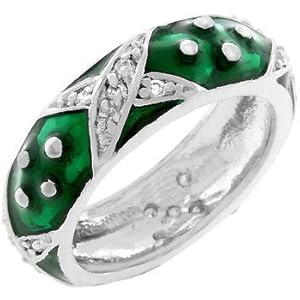 Boogie Down Forest Green Enamel Ring- Size- 10