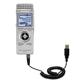 Coiled USB Cable for the Olympus DM-420 with Power Hot Sync and Charge capabilities - uses Gomadic TipExchange Technology