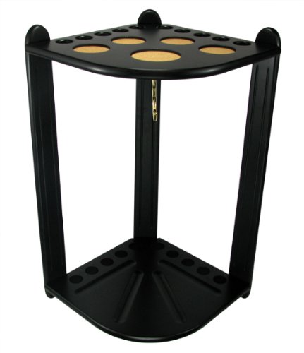 10 Pool Cue Floor Corner Rack - Black