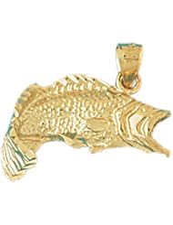 Dazzlers Solid 14 karats Gold 3D Sea Bass Fish Charm Pendant available in three colors from jewelsberry (weights: 4.1 grams only)