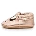 BirdRock Baby Mary Jane Moccasins - Genuine Leather Soft Sole Baby Girl Shoes for Newborns, Infants, Babies, and Toddlers (Rose Gold, US 5.5)