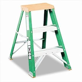 #624 Folding Fiberglass Locking Two-Step Stool, 17w x 22 Spread x 24h, Yellow