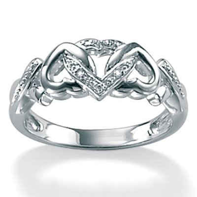 Diamond Accent Platinum Over Sterling Silver Ring