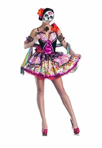 Party King Day Of The Dead Women's Costume Set with Mask, Multi, Medium