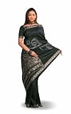 Black Art Silk Bridal Sari with golden embroidery