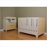 Hiya Convertible Crib Set in Birch / White Finish: Bamboo