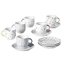 Yedi Houseware Classic Coffee and Tea Candies Espresso Cups and Saucers, Set of 6