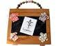 ArtisanStreet's Cigar Box Purse Features. Unique Black Wooden Cigar Box. Origami Kimonos Decoupage with Acrylic Beaded Handle. Purple Thread Tassel Completes Design. Limited Edition.