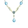 Blue on Gold Plated Fancy Teardrop Necklace by Body Bling