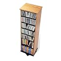Oak Finish 2-Sided Spinning Multimedia Storage Tower