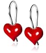 Sterling Silver Red Enamel Heart Earrings
