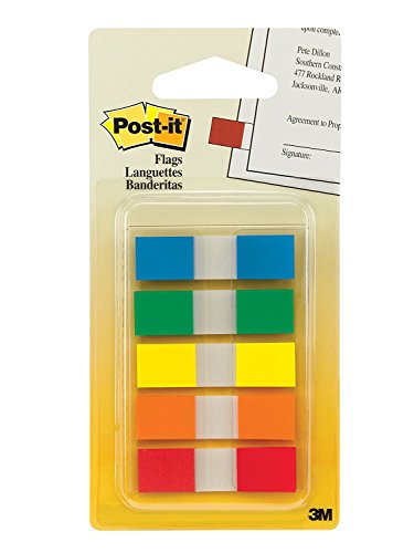 Post-it Flags with On-the-Go Dispenser, Assorted Primary Colors, 1/2-Inch Wide, 100/Dispenser, 1-Dispenser/Pack, 2-PACK